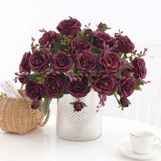 Césped Artificial 1Pcs 30cm Artificial Flower Bouquet for Home Wedding Decoration Real-Like Handheld Flower Wall Arrangement with Vibrant Colors JASKFLY
