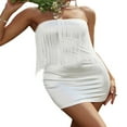 thumbnail image 4 of Tassel Mini Dress for Women‘s Summer with Strapless Design, 4 of 6