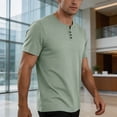 thumbnail image 6 of TKKCS Mens Short Sleeve Henley T-Shirt- Daily Wear Casual Classic 3-Button Placket Lightweight Breathable Summer T-Shirts Green Size 3XL, 6 of 6