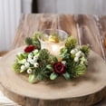 thumbnail image 3 of Christmas Candle Rings Wreath 3 Inch Center Pine Cone Red Berry Artificial Greenery Candle Holder Centerpiece for Holiday Table Mantle Decor, 3 of 3