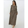 thumbnail image 3 of Printed Crew Neck Maxi Dress with Belt, 3 of 7