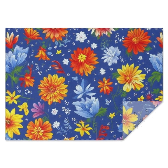 Pioneer Flower Floral Print Pattern Rectangle Tablecloth 60"x84",Waterproof Polyester Rectangle Table Cloth, Wipeable Spillproof Polyester Tablecloth for Dining, Camping, Indoor and Outdoor