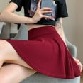 thumbnail image 4 of Women's Basic Versatile Stretchy Flared Casual Mini Skater Skirt,raspberry,L, 4 of 5