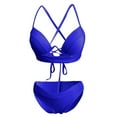 thumbnail image 3 of Ohufall Bikinis For Womens Swimsuits Sexy Solid Push Up High Cut Plus SIze Bikini Set Two Piece Swimsuit, 3 of 4