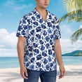thumbnail image 5 of Balery Blue Ink Flowers Print Men's Hawaiian Shirts Short Sleeve Beach Shirt Relaxed Fit Vacation Button Down Shirts-3X-Large, 5 of 9