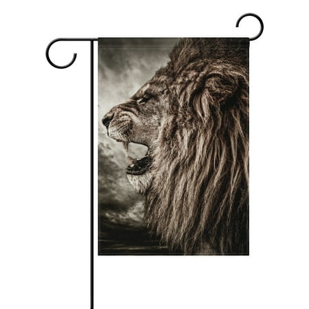 - POPCreation Roaring Lion Against Stormy Sky Polyester Garden Flag Outdoor Flag Home Party Garden Decor 28x40 inches