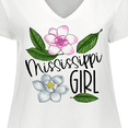 thumbnail image 4 of Inktastic Mississippi Girl Magnolia Flowers and Leaves Women's Plus Size V-Neck T-Shirt, 4 of 5