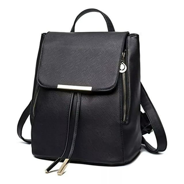 Mochila Mujer Bolsa Con Metalica Moda Impermeable Casual Negro