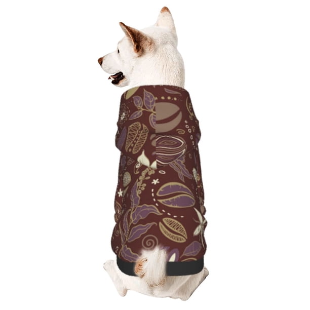 Fotbe Coffee and Flowers Sudadera con Estampado para Perros Pequeños – Suéter con Capucha para Mascotas, Tela Suave de Forro Polar con Bolsillo-Medium