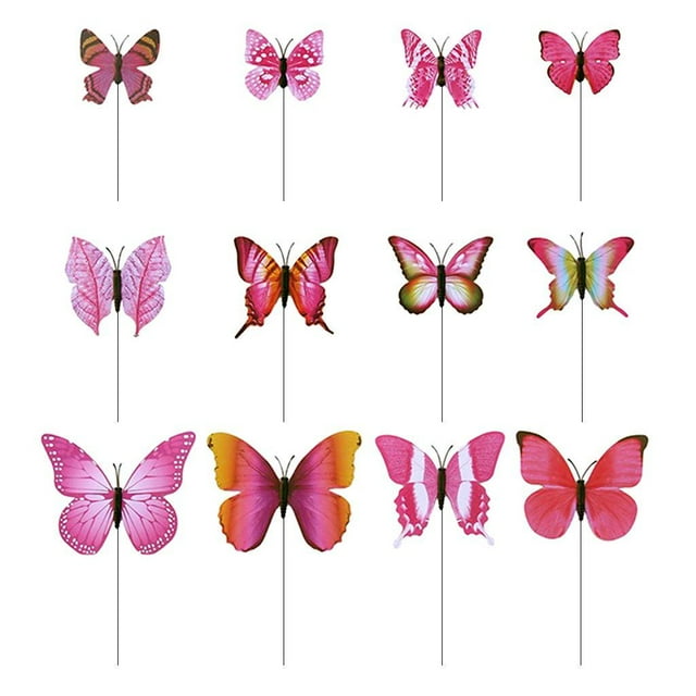 S SERENABLE Pot de Fleurs Extérieur 12 Papillons Décoratif pour Jardin 4 Tailles Rose Rouge