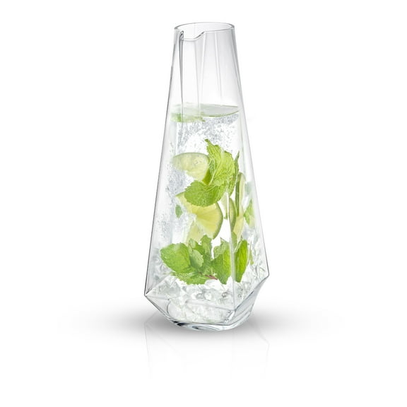 JoyJolt Infiniti Unique, Photogenic, Modern Glass Pitcher with Easy Pour Spout 43 Oz