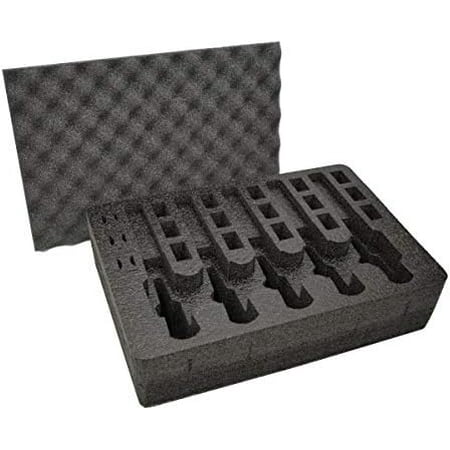 5 Pistol 18 Magazine Storage Foam Insert For Pelican 1520 Case | 2 Piece Set Pre-Cut Military Grade Polyethylene Foam Base Insert And Lid Liner (Case Not Included)