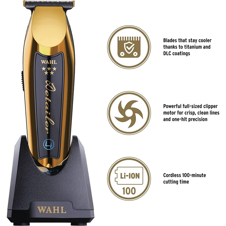 Wahl Pro 2pc Limited Edition Gold Combo by ibs - Gold Magic clip Cordless,  Gold Detailer li Cordless