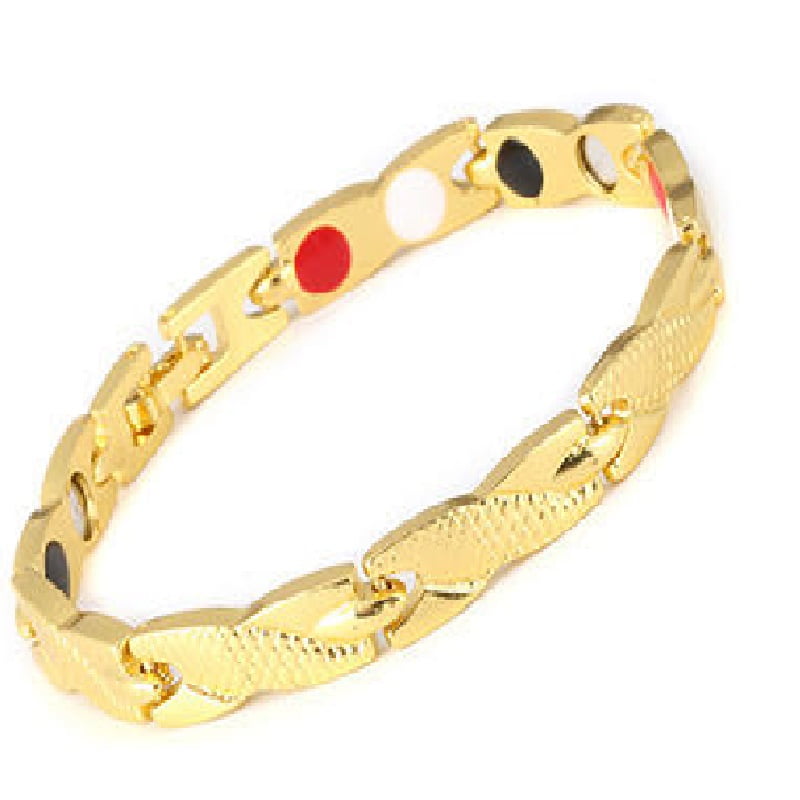 Mens Magnetic Therapy Energy Healing Gold Titanium Bracelet Weight Loss Bangle 