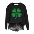 thumbnail image 2 of LEKWK St Patricks Day Shirt Women Sparkly Print Crewneck Sweatshirts Long Sleeve Graphic Tees Green Glitter Effect Clover Outfits, 2 of 4
