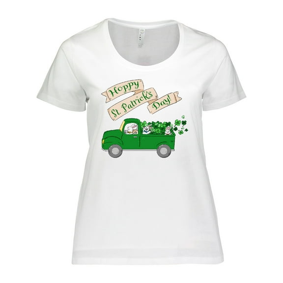 Inktastic Hoppy St. Patrick's Day Green Bunny Truck Women's Plus Size T-Shirt