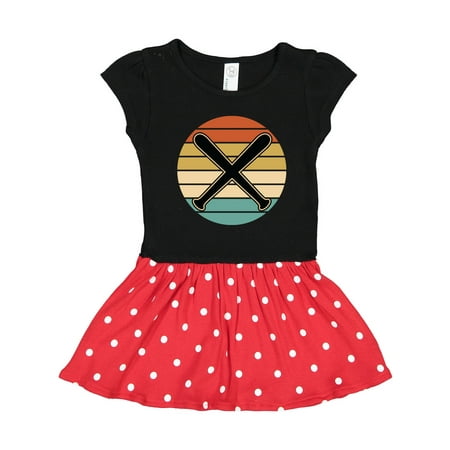 

Inktastic Baseball Bat Sports Retro Sunset Gift Toddler Girl Dress