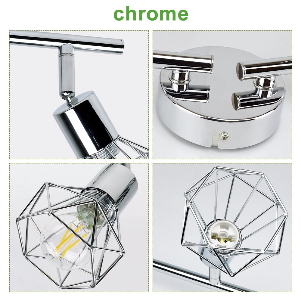 Depuley 4 Light Cage Track Ceiling Light Flush Mount Ceiling Spotlight Wall Mount Lamp Adjustable Head Directional Light Fixture for Living Room Kitchen Dining, E12 Bulbs Included