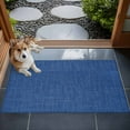 thumbnail image 4 of Dark Blue 2x3 Door Mat Rug, Farmhouse Burlap Solid Color Blue Modern Linen Texture Non-Skid Rubber Backing Large Rectangle Rugs - Living Room Bedroom Home Office, Indoor Floor Carpets Washable Rug, 4 of 9