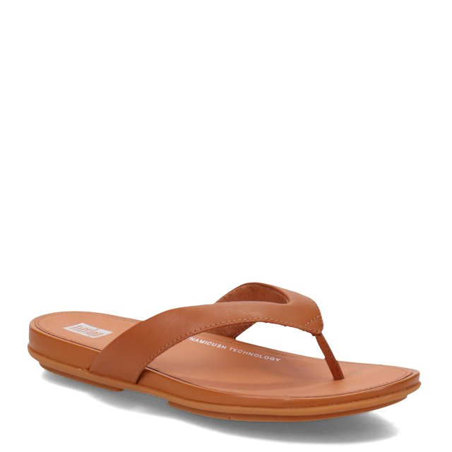 Chanclas FitFlop Gracie Leather EO8592-070, color canela claro