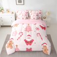 thumbnail image 2 of Manfei Pink Christmas Tree 7-Piece Twin Bedding Sets,Cute Santa Claus Bedding Comforter Set,Brown Gingerbread Man Sheet Sets For Girl Boy,Ultra Soft Home Decor Reversible, 2 of 8