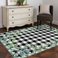 thumbnail image 3 of 3'x5' Rug for Living Room Bedroom, Sage Green Eucalyptus Washable Area Rugs Non-Slip Carpet Mats, Spring Leaves Black White Plaid Indoor Low Pile Area Rug Runner for Kitchen, Mudroom, 3 of 8