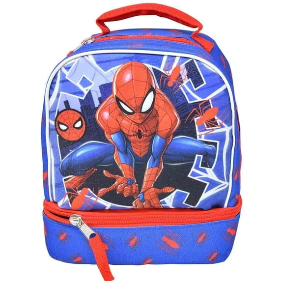 Fast Forward Kids Insulated Lunch Bag with Handle, Spiderman Drop Bottom Lunch Bag Design