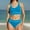 Blue, variant on Women High Waisted Bikini Sets Sporty Two Piece Swimsuit Color Block Cheeky High Cut Bathing Suits