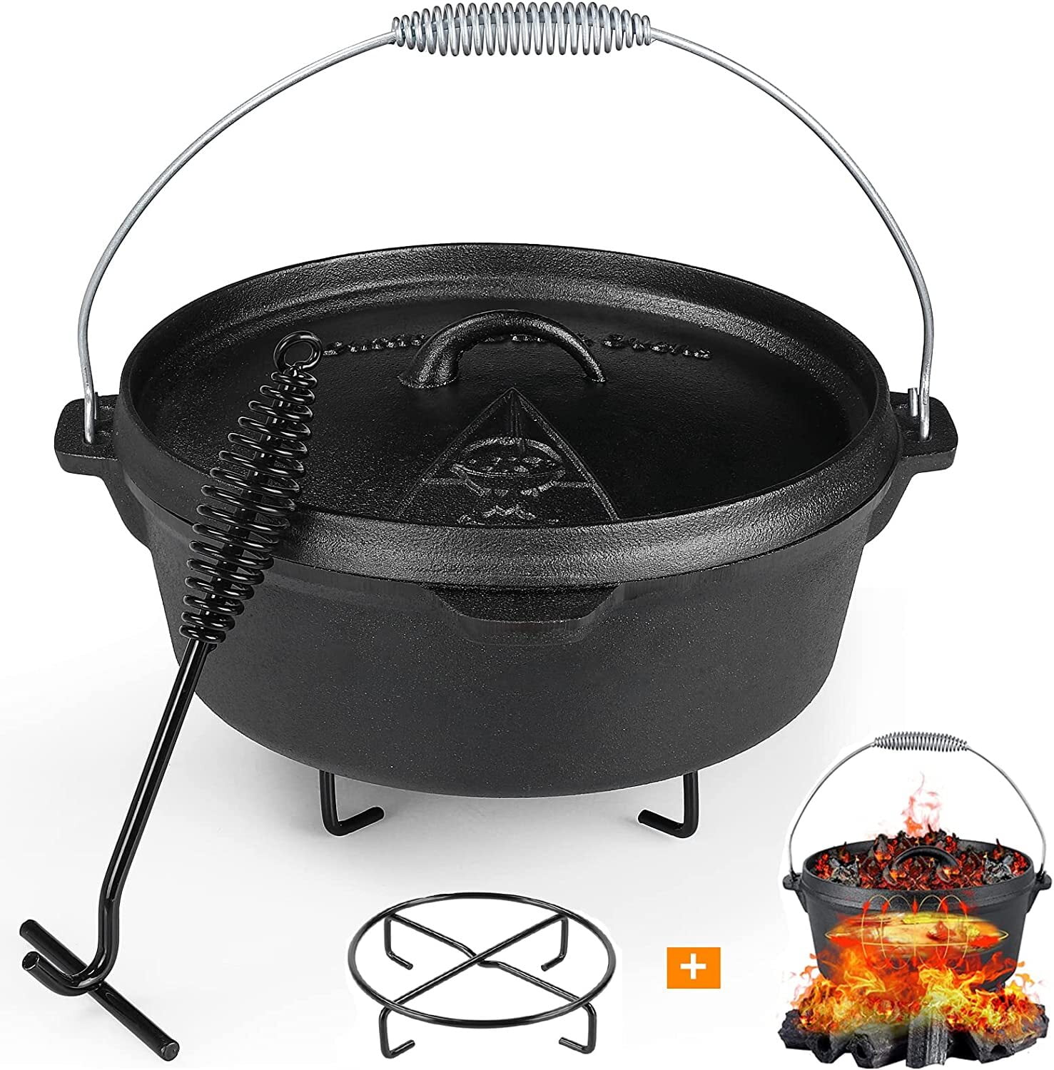 Dutch Oven Soup Pot Lid Lifter With Spiral Bail Handle Cast Iron Dutch Oven Lid  Lifter For Outdoor Campfire Cooking Accessories - AliExpress