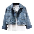thumbnail image 2 of Aloohaidyvio Women's Jean Jacket Juniors Classic & Ripped Distressed Stretch Casual Denim Cropped Tops L, 2 of 6