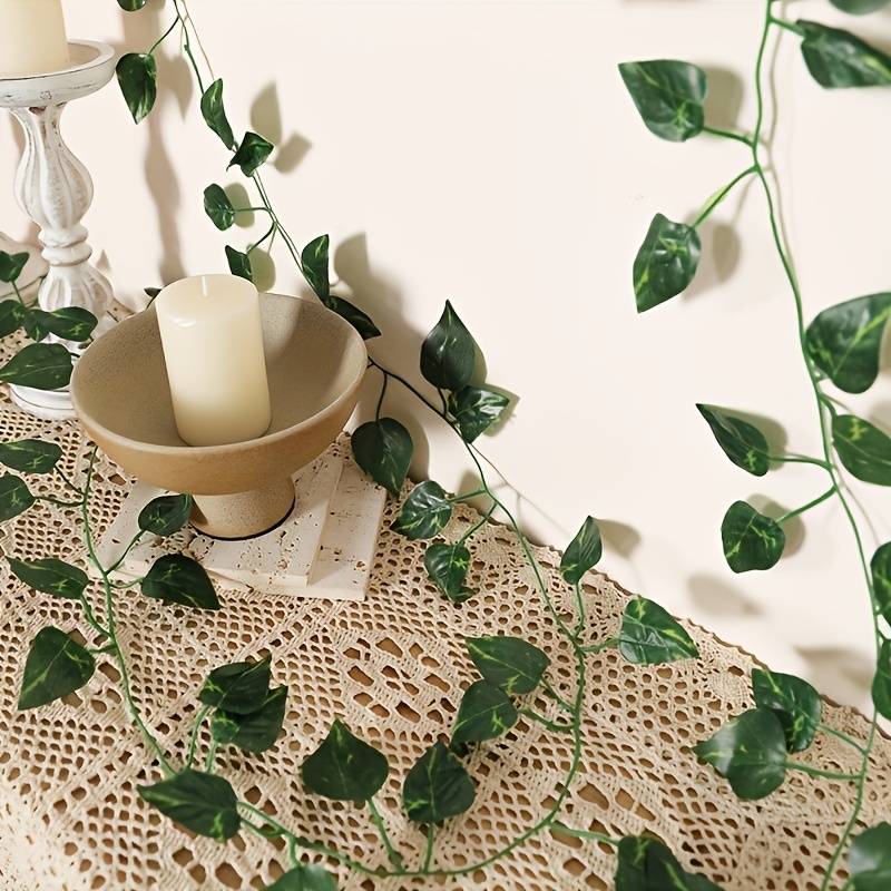 24 Pack Fake Ivy Vines for Bedroom Decor, Artificial Green Vine Leaves Hanging Plant for Wedding Party Garden Greenery Aesthetic Decor Outdoor Indoor Wall Decoration Spliceable