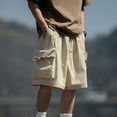 thumbnail image 6 of CAIVO Men's Cargo Shorts Casual Elastic Waist Relaxed Fit Knee Length Pure Color Lightweight Hiking Workwear Father's Day Outdoor Bottoms With Pockets, 6 of 9