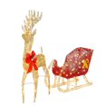 thumbnail image 1 of Zimtown Juego de Renos Navideños Decoración de Patio Al Aire Libre Luces LED de Renos y Trineos de 4 Pies - Dorado, 1 of 10