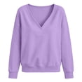 thumbnail image 5 of Drses Women V Neck Oversized Drop Shoulder Long Sleeve Sweatshirt, Soft Loose Basic Sweater Casual Business Work Spring Fall Layering Top, 5 of 5