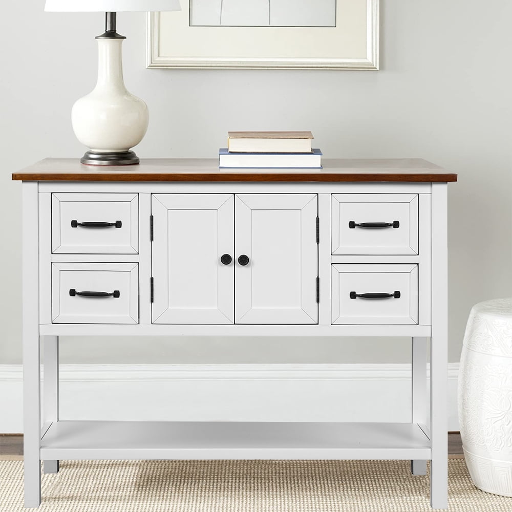 Home Console Table White, 43'' Premium Entryway Accent Console Table