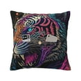 thumbnail image 2 of LNWH Vibrant Abstract Tiger Throw Pillow Covers, Square Soft Linen Decorative Pillow Cases, 16"x16", 2 of 8