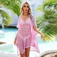thumbnail image 2 of gakvbuo Summer Beach Cover Up Dress For Women Swimwear Bikini Bathing Suit Coverups Women's Fashion Round Neck Long Sleeve Loose Hollowed Out Beach Swimsuit Blouse, 2 of 8