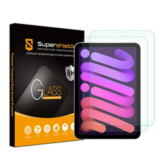 [2-Pack] Supershieldz for Apple iPad Mini 6 (2021, 6th Generation) 8.3 inch Tempered Glass Screen Protector, Anti-Scratch, Bubble Free