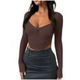 thumbnail image 1 of Pitauce Womens Long Sleeve Bodycon Crop Tops Deep V-Neck Twist Front Ribbed Knit Sweater Y2K Going Out Top, 1 of 8