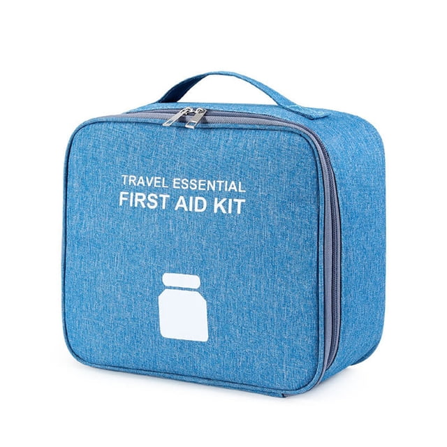 fastboy Emergency Organizer Zipper Waterproof Household Empty Storage Bag Classification Dust-proof Students Pill Case for School Blue Large