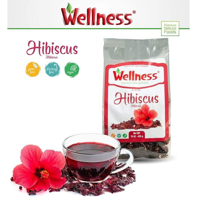 Wellness Organic Hibiscus Tea: Keydried Flowers, Hibiscus Leaves - Premium Dried Hibiscus Flower Tea for a Refreshing and Healthful Brew