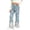 A372 Blue, variant on Girls Stretch Flare Pants All-Over Floral Print Lace Hemline Trousers Elastic Waist Faux Denim Bell Bottoms Casual Vintage Lounge Leggings Streetwear Back to School