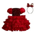 thumbnail image 3 of WMQPNNS Girls Sequined Party Ball Dress Wine Dress for Age 2-3 Years Ruffle Tiered Tutu Dress with Big Bow Headband Wedding Birthday Party Prom Dress, 3 of 8