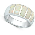 thumbnail image 4 of CHOOSE YOUR COLOR Modern Mosaic Line Ring .925 Sterling Silver Band White CZ Female Size 6, 4 of 4