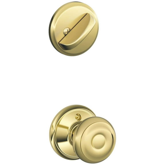 Schlage F59 GEO 605 Georgian Interior Knob with Deadbolt, Bright Brass (Interior Half Only)