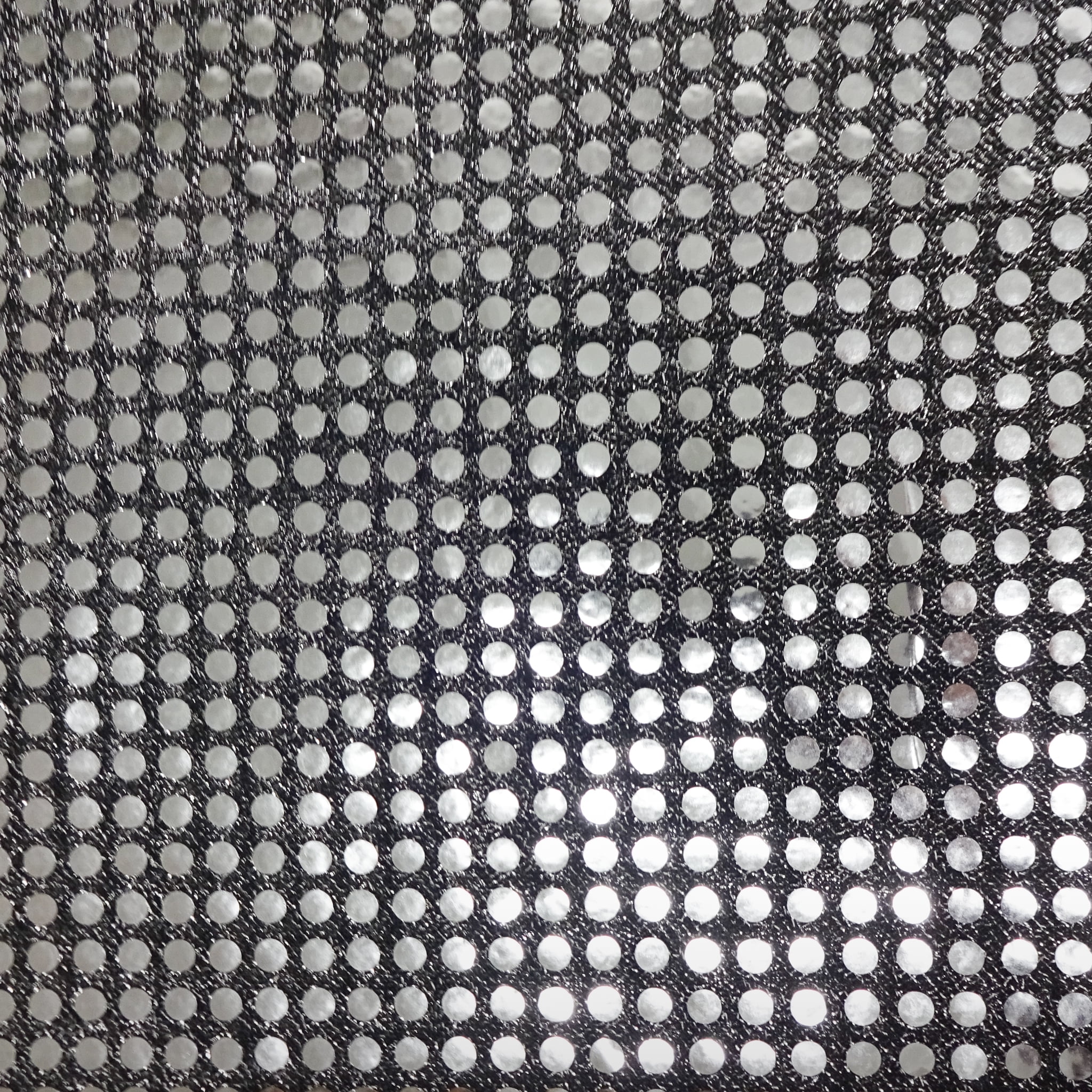 Shason Textile 37.5” x 1.5 Yards Wide 6mm Spangle Knit Sequin Holographic Precut Fabric, Silver