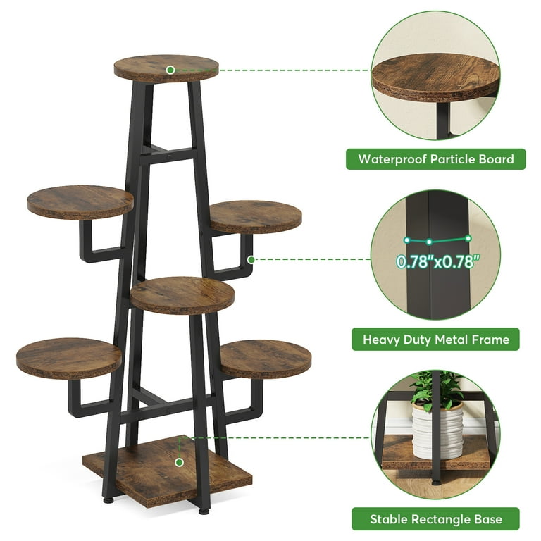 Tribesigns 7-Tier Wooden Plant Stand for Indoor/Outdoor, Pot
