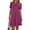 Burgundy, variant on Solid Color Women Short Sleeve Front Pleated Summer Mini Shirt Dress