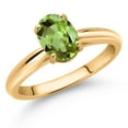 thumbnail image 2 of Gem Stone King 10K Yellow Gold Green Peridot Solitaire Engagement Ring for Women (1.42 Cttw, Oval 8X6MM, Gemstone August Birthstone, Available in Size 5, 6, 7, 8, 9), 2 of 4
