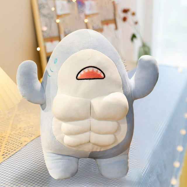 Tiburón de dibujos animados, juguete de peluche, almohada para dormir con PP, muñeco de peluche cómodo para coche, sa de estar, hogar, , Azul CUTICAT Muñeco de peluche